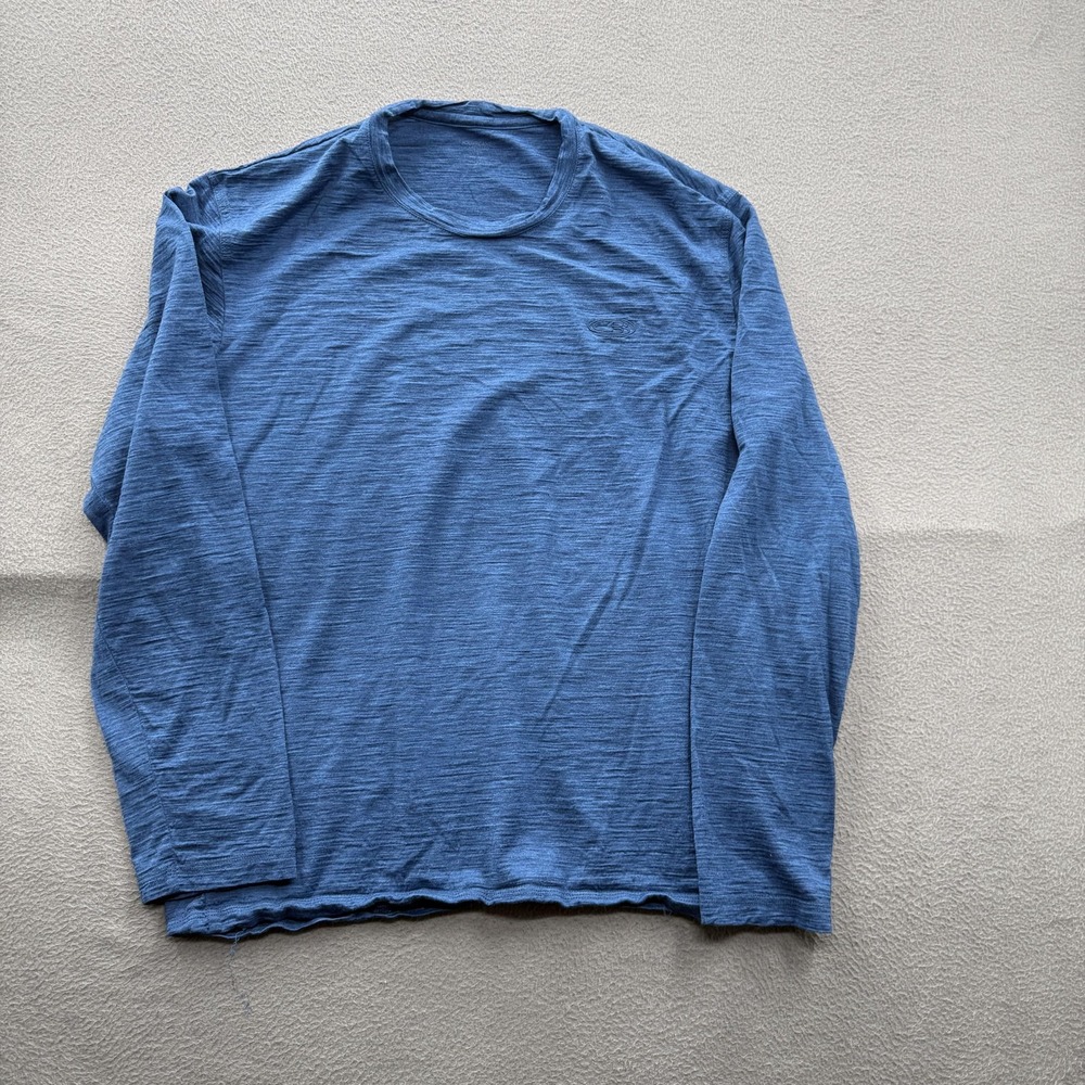 Icebreaker Merino Shirt Mens Large Blue Long Sleeve 100% Wool Base Layer Top